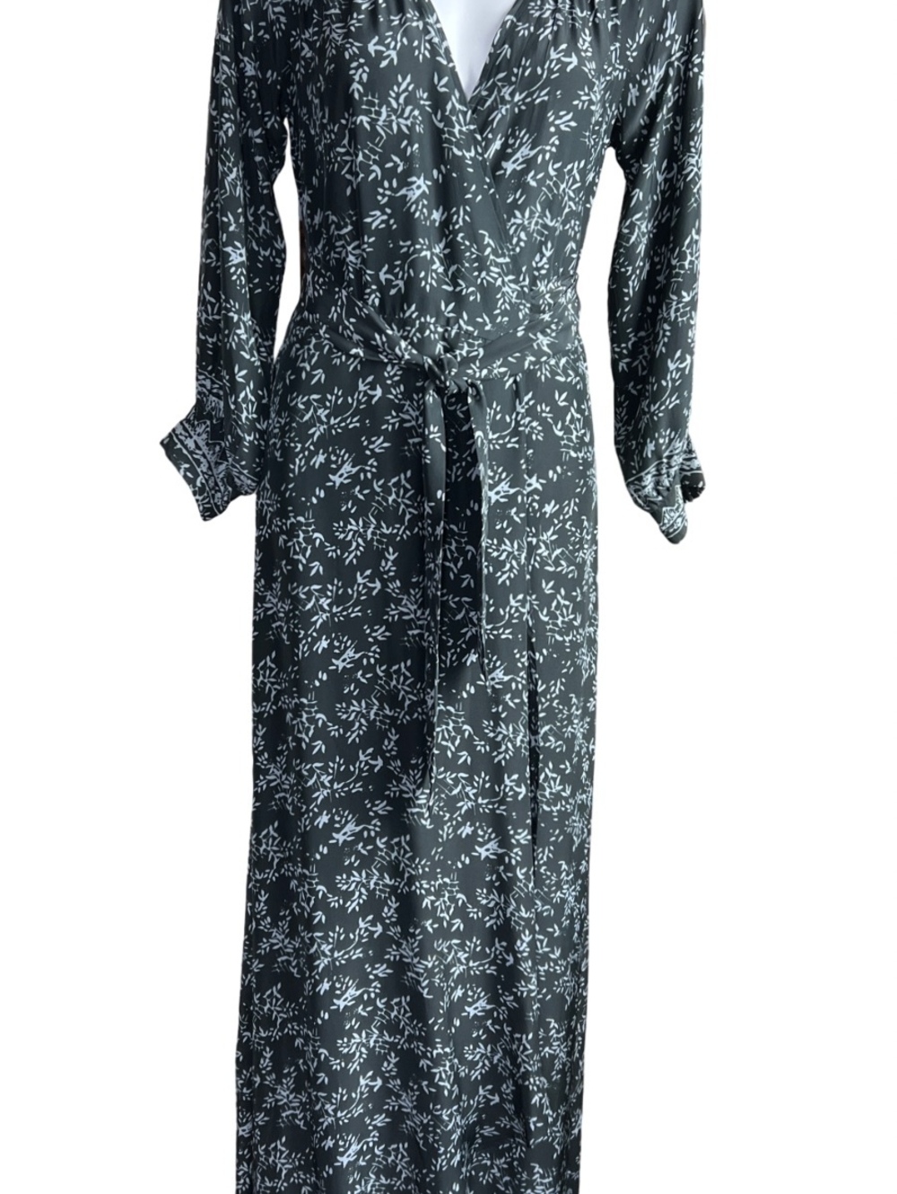 Natalie Martin Size S Kate Black Bamboo Silk Long Wrap Dress
